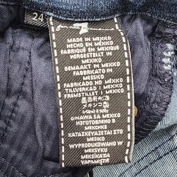 7 For All Mankind 7FAM Jeans Womens 24 Blue Dark Wash Faded High Rise Skinny - Picture 8 of 14